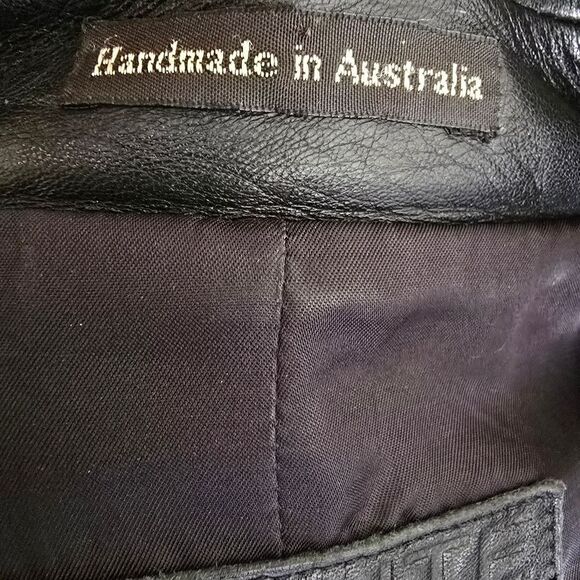 BISONTE Womens Black Leather Jacket Size XS Zip Up Hand Made In Australia Preppy - Picture 6 of 8